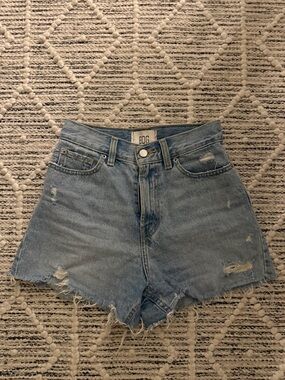 BDG Light Wash High-Rise Distressed Denim Shorts